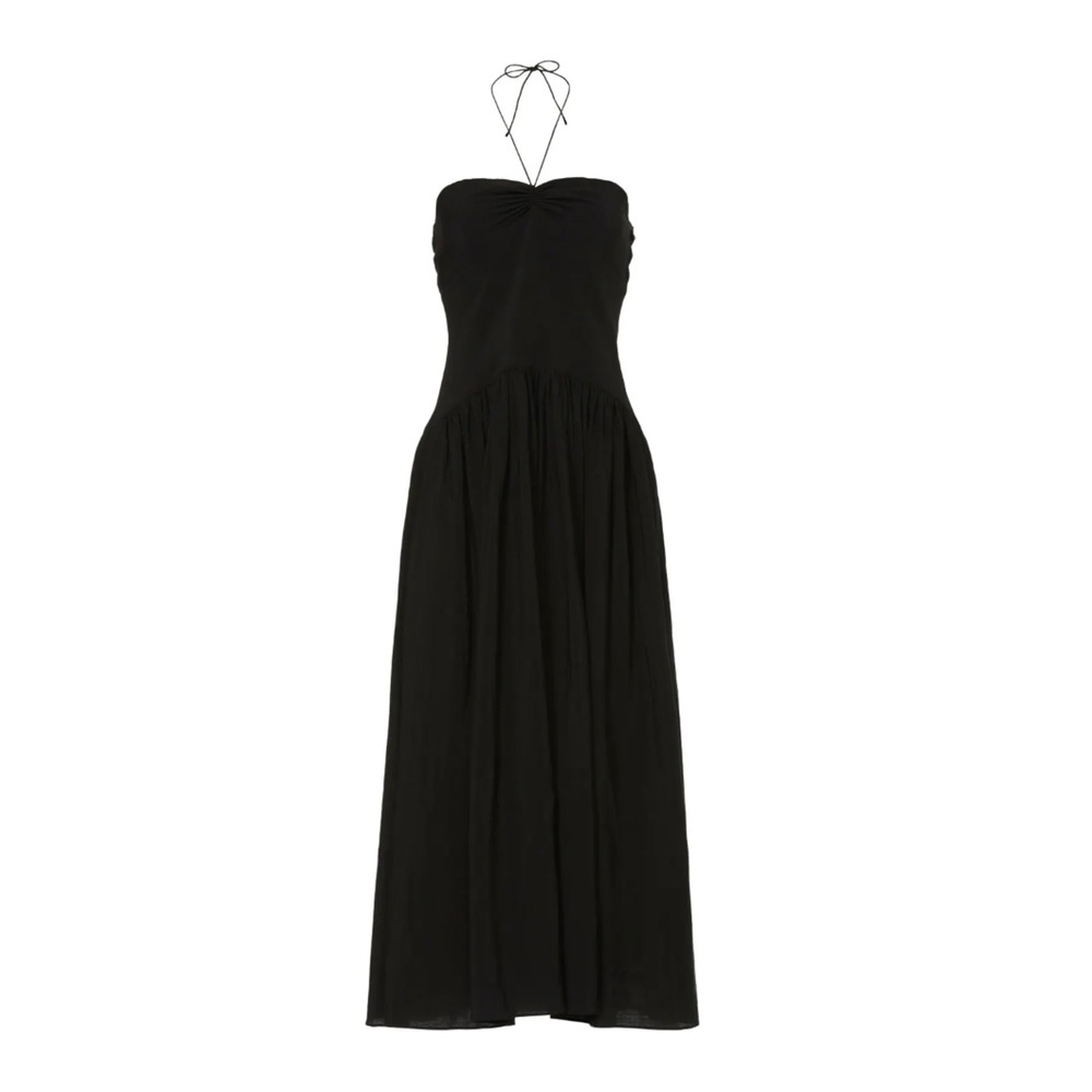 Vince Black Halter Midi Dress XS Sundress Resort Vacation Smocked Designer $445 - Picture 8 of 11